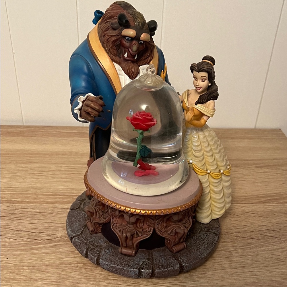 Beauty and the Beast snow globe with Enchanted Rose.  Lights up & plays music